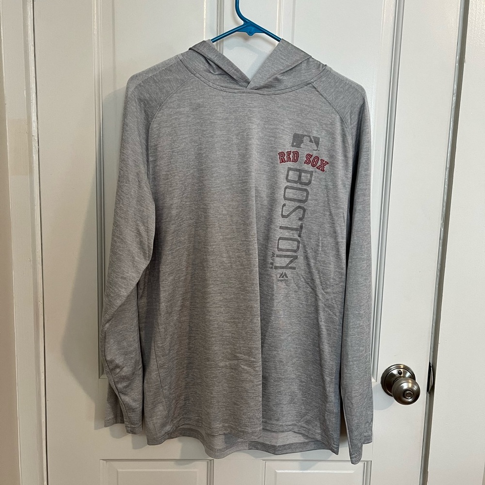 Majestic Men's Red Sox Lightweight Hoodie - Medium in Gray